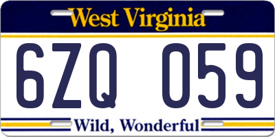 WV license plate 6ZQ059