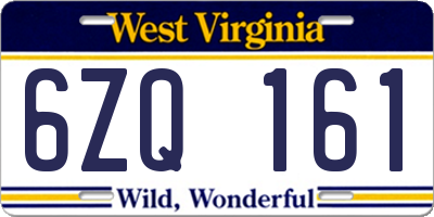 WV license plate 6ZQ161