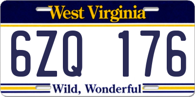 WV license plate 6ZQ176