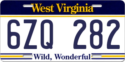 WV license plate 6ZQ282