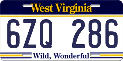 WV license plate 6ZQ286