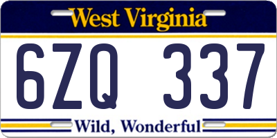 WV license plate 6ZQ337