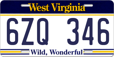 WV license plate 6ZQ346