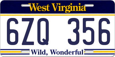WV license plate 6ZQ356