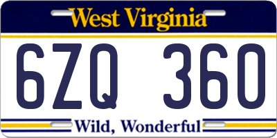 WV license plate 6ZQ360