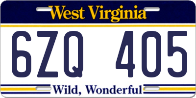 WV license plate 6ZQ405