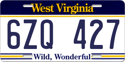 WV license plate 6ZQ427