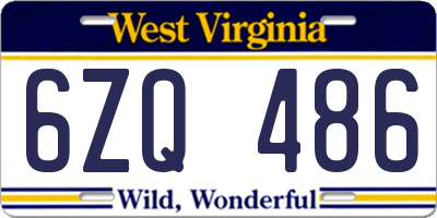 WV license plate 6ZQ486