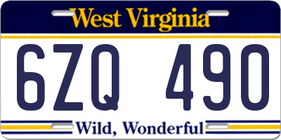 WV license plate 6ZQ490