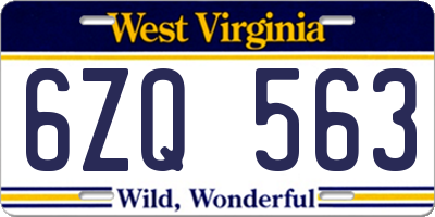 WV license plate 6ZQ563
