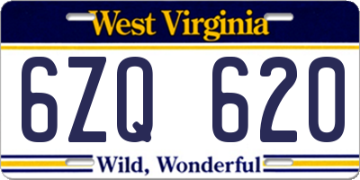 WV license plate 6ZQ620