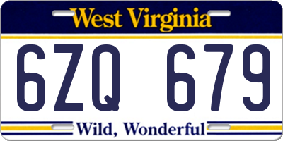 WV license plate 6ZQ679