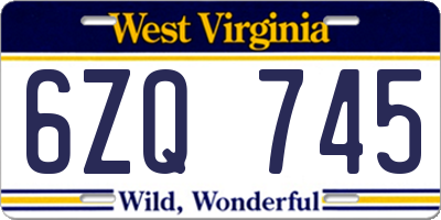 WV license plate 6ZQ745