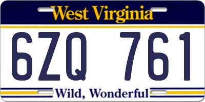 WV license plate 6ZQ761