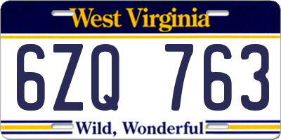 WV license plate 6ZQ763