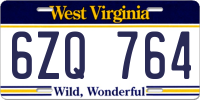 WV license plate 6ZQ764