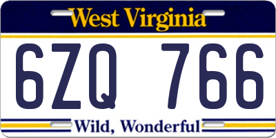 WV license plate 6ZQ766