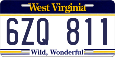 WV license plate 6ZQ811