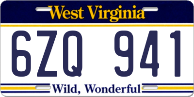 WV license plate 6ZQ941
