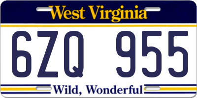 WV license plate 6ZQ955