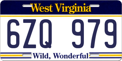 WV license plate 6ZQ979