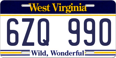 WV license plate 6ZQ990