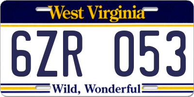 WV license plate 6ZR053
