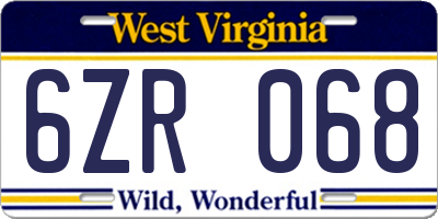 WV license plate 6ZR068