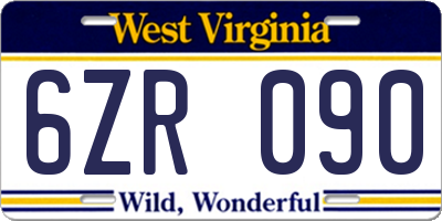 WV license plate 6ZR090