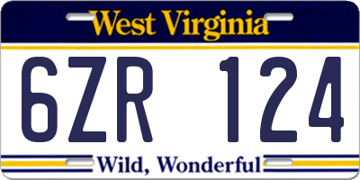 WV license plate 6ZR124