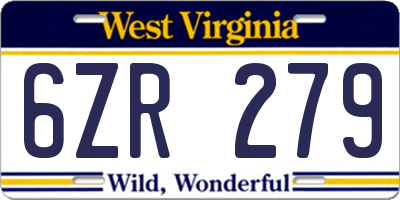 WV license plate 6ZR279