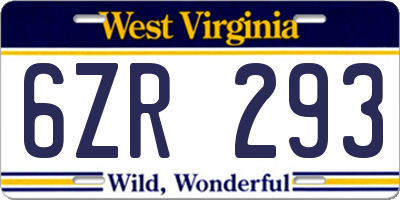 WV license plate 6ZR293
