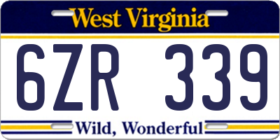 WV license plate 6ZR339
