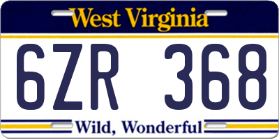 WV license plate 6ZR368