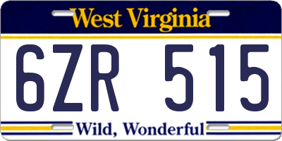 WV license plate 6ZR515