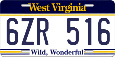 WV license plate 6ZR516