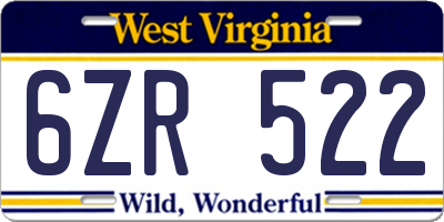 WV license plate 6ZR522