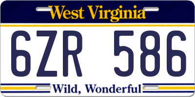 WV license plate 6ZR586