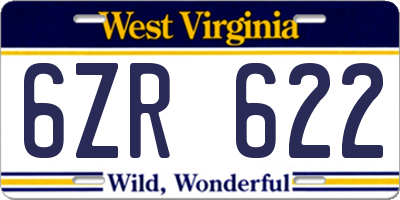 WV license plate 6ZR622