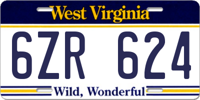 WV license plate 6ZR624