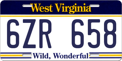 WV license plate 6ZR658