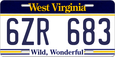 WV license plate 6ZR683