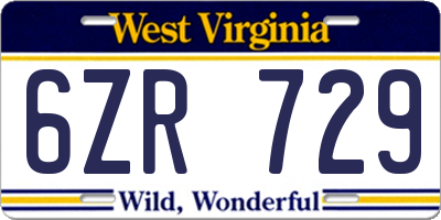 WV license plate 6ZR729