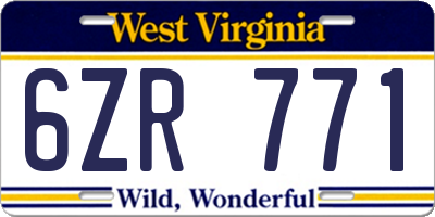 WV license plate 6ZR771