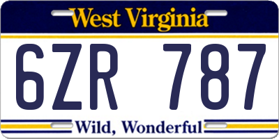 WV license plate 6ZR787