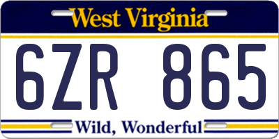 WV license plate 6ZR865