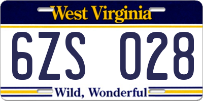 WV license plate 6ZS028