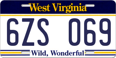 WV license plate 6ZS069