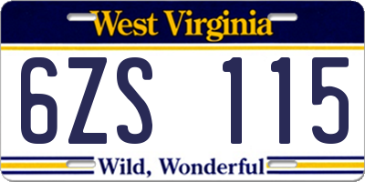 WV license plate 6ZS115