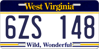 WV license plate 6ZS148